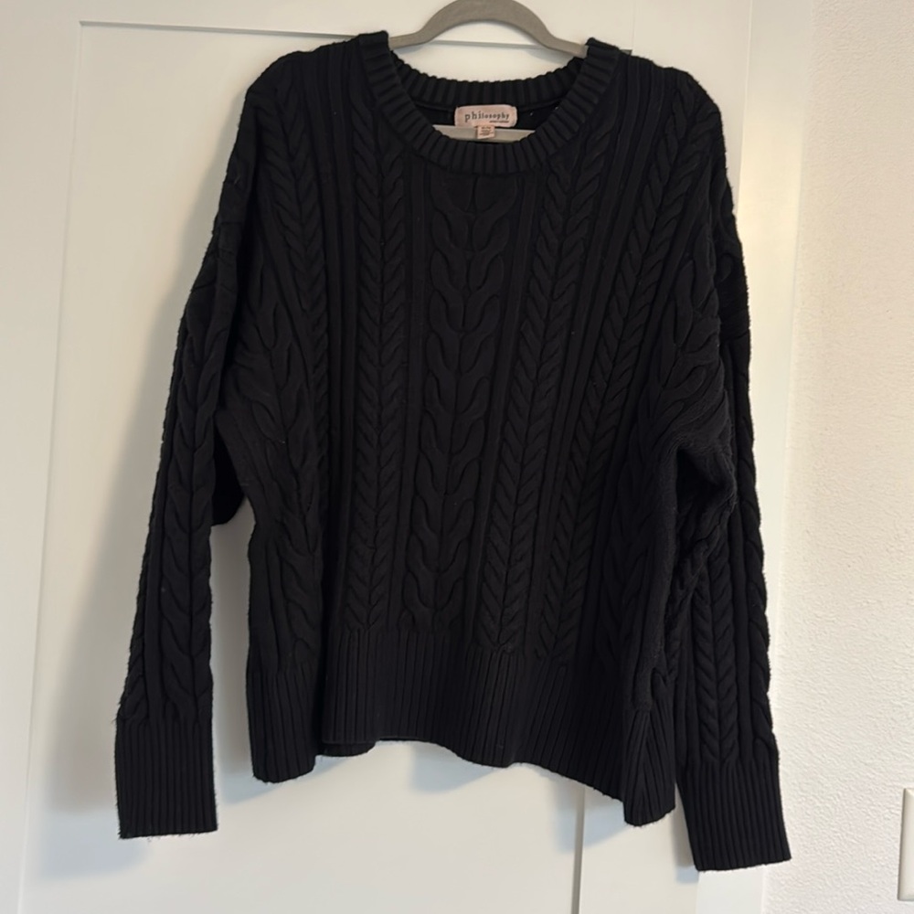 Black cable knit philosophy sweater